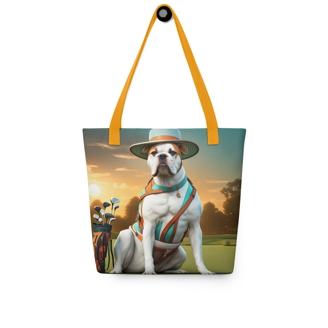 Tote bag-American Bulldog Golfer