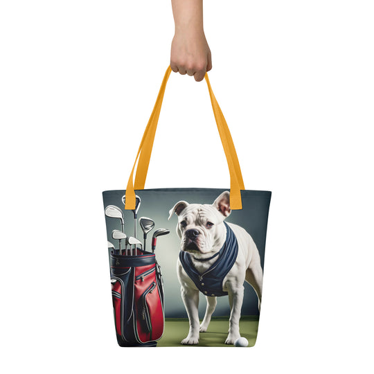 Tote bag-American Bulldog Golfer V2