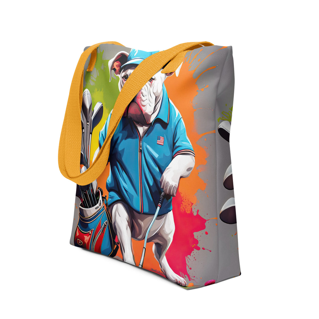 Tote bag-Bulldog Golfer