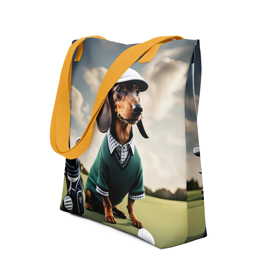 Tote bag-Dachshund Golfer V4