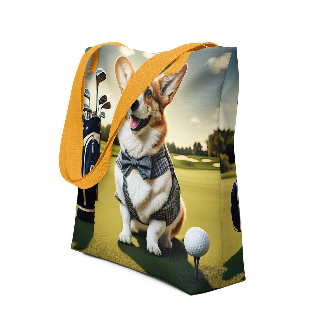 Tote bag-Pembroke Welsh Corgi Golfer V2