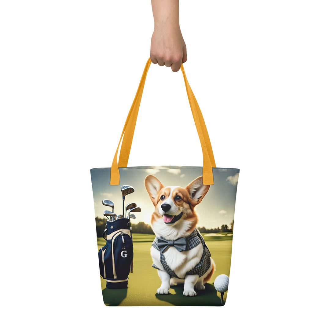 Tote bag-Pembroke Welsh Corgi Golfer V2