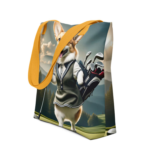 Tote bag-Pembroke Welsh Corgi Golfer V3
