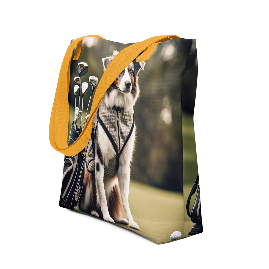 Tote bag-Australian Shepherd Golfer