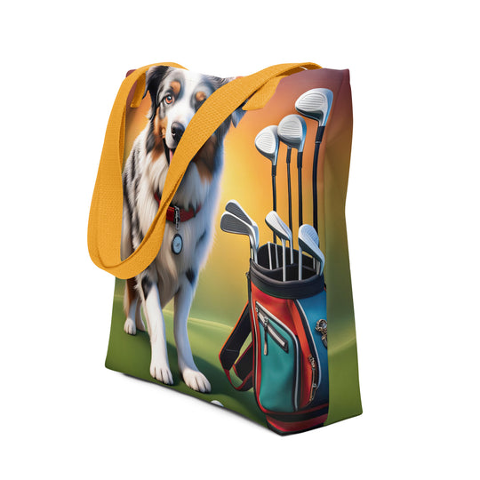 Tote bag-Australian Shepherd Golfer V2