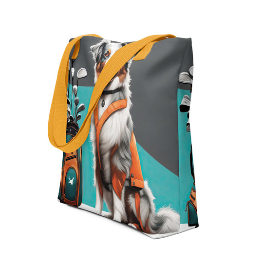 Tote bag-Australian Shepherd Golfer V5