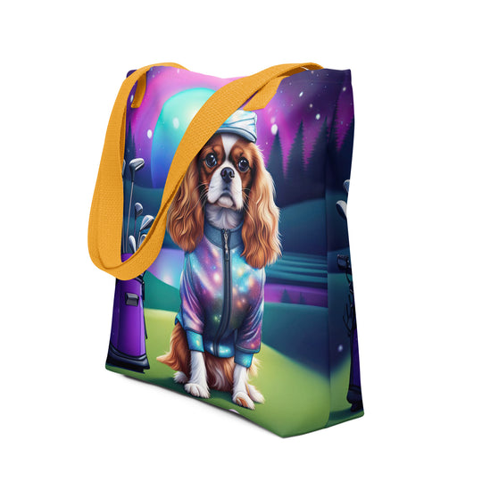 Tote bag-Cavalier King Charles Spaniel Golfer V3