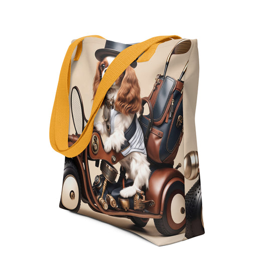 Tote bag-Cavalier King Charles Spaniel Golfer V4