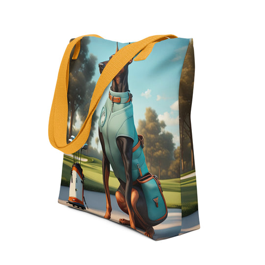 Tote bag-Doberman Pinscher Golfer V3