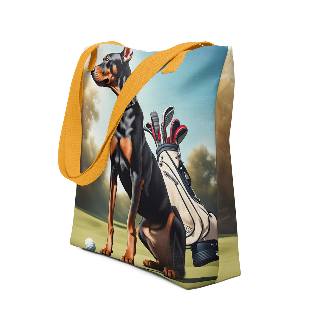 Tote bag-Doberman Pinscher Golfer V4