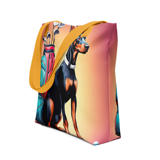 Tote bag-Doberman Pinscher Golfer V5