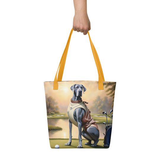 Tote bag-Great Dane Golfer