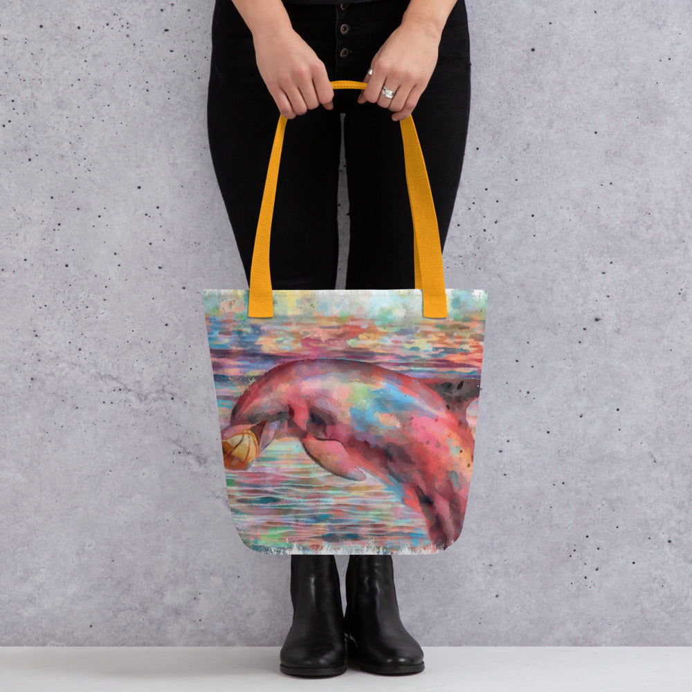 Tote bag - dolphin w ball