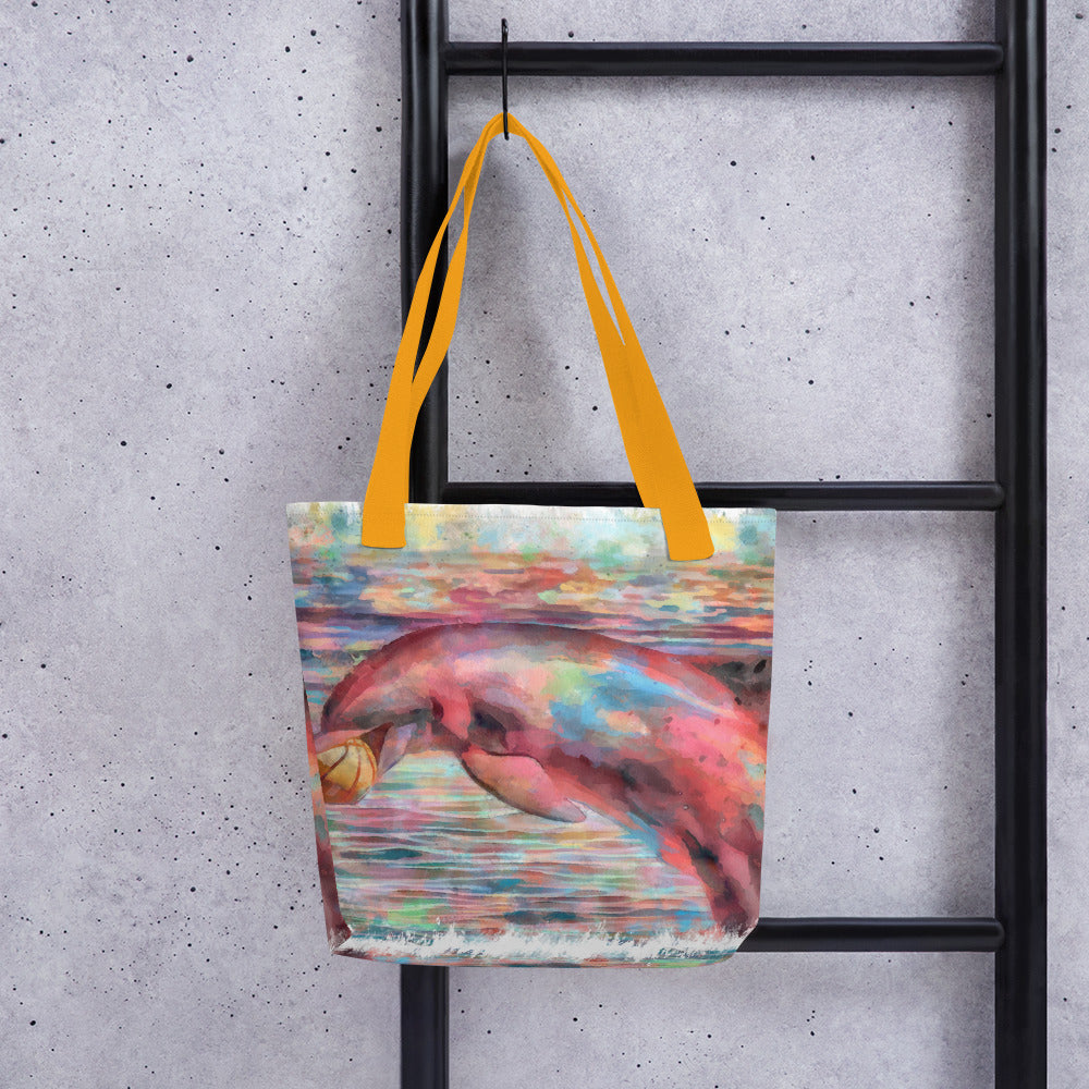 Tote bag - dolphin w ball