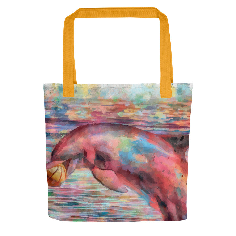 Tote bag - dolphin w ball