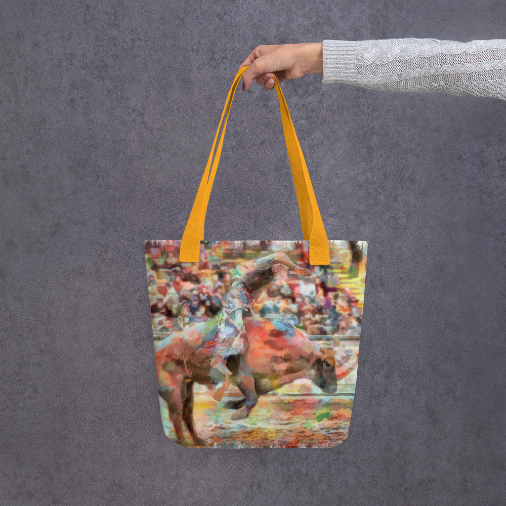 Tote bag - cowboy riding a bull