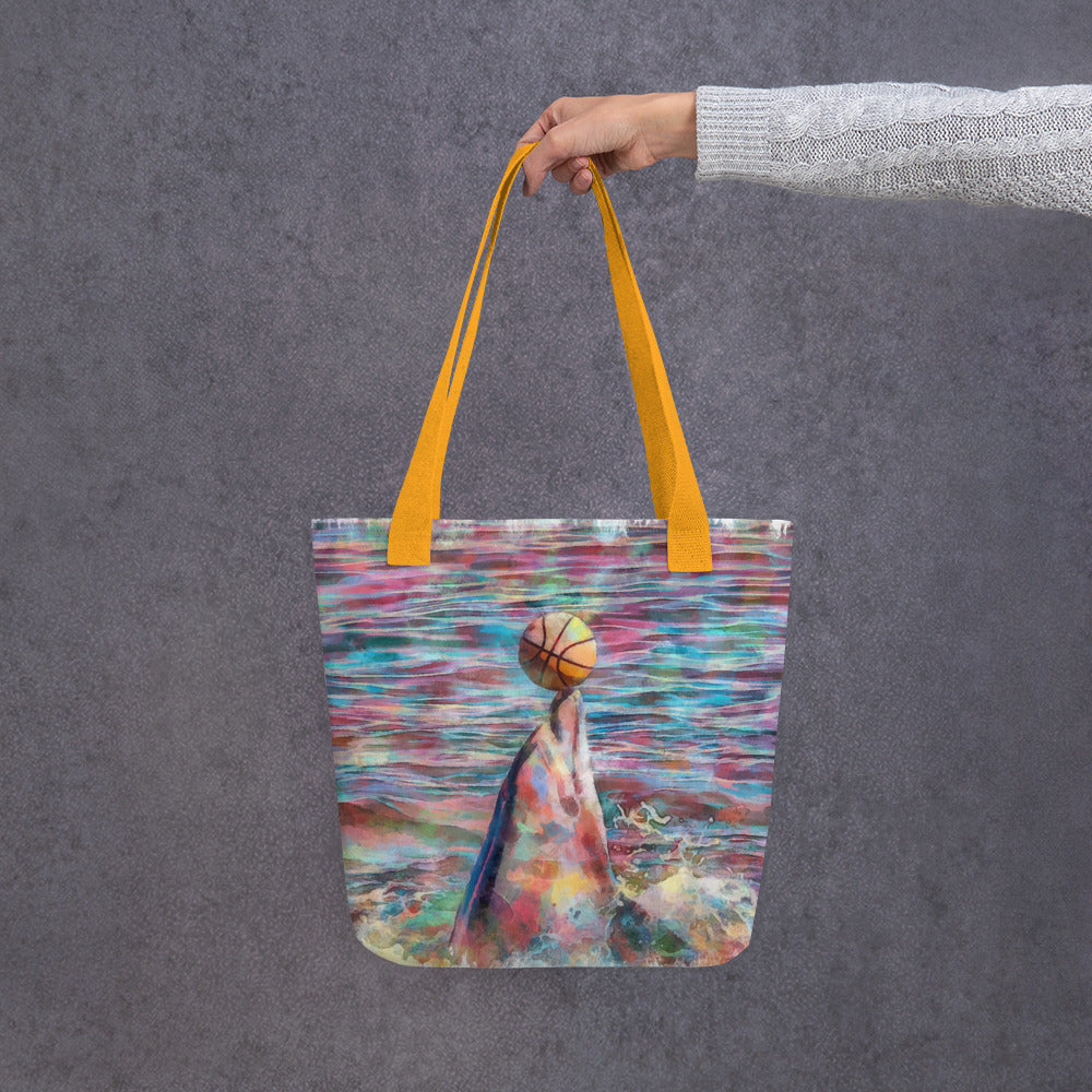 Tote bag - dolphin playing w ball