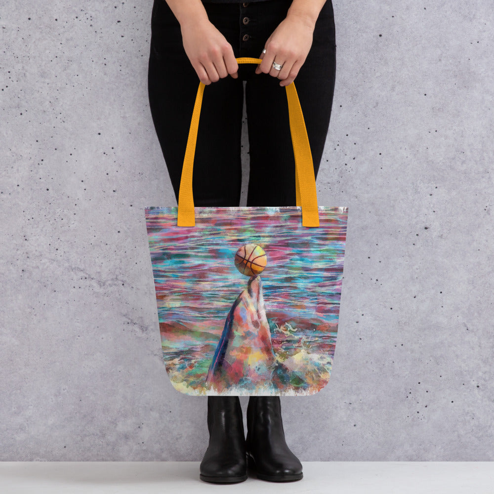 Tote bag - dolphin playing w ball
