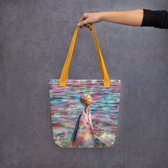 Tote bag - dolphin playing w ball