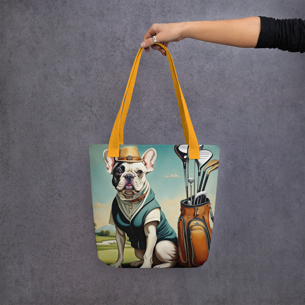 Tote bag-French Bulldog Golfer V3