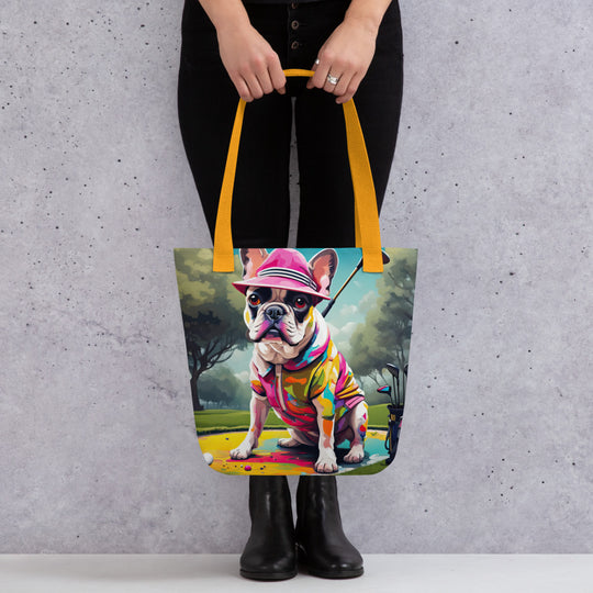 Tote bag-French Bulldog Golfer V8