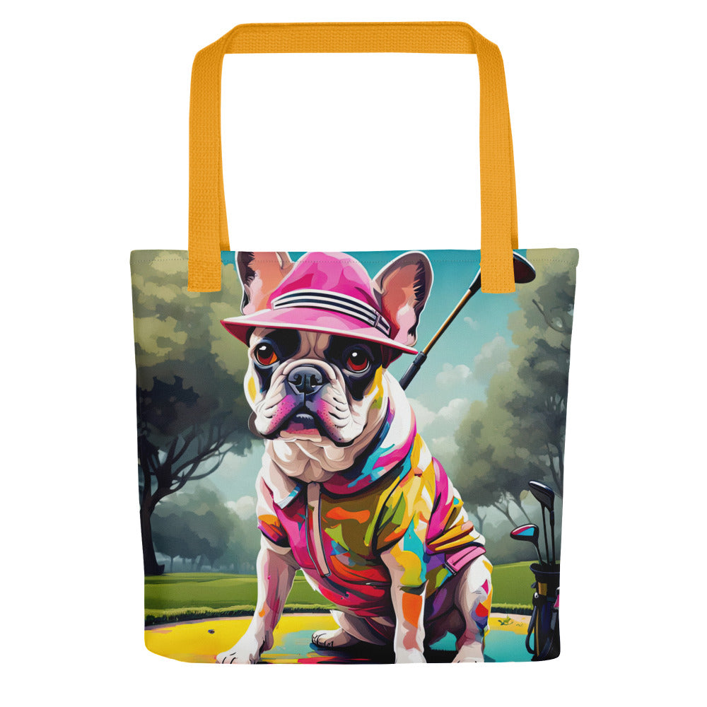 Tote bag-French Bulldog Golfer V8