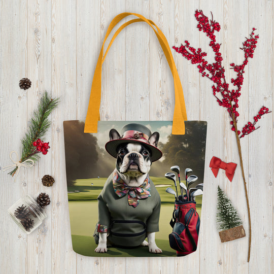 Tote bag-French Bulldog Golfer V14