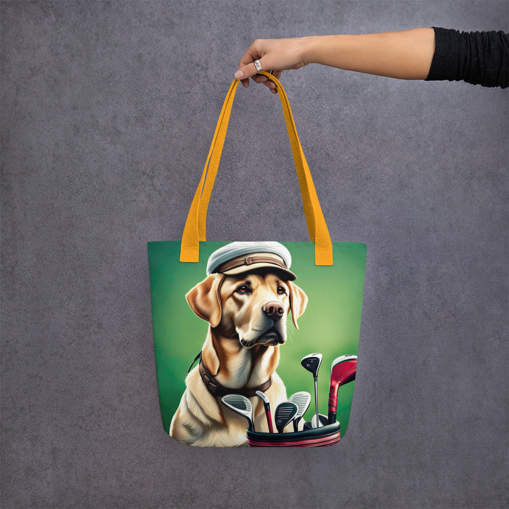 Tote bag-Labrador Retriever Golfer V2