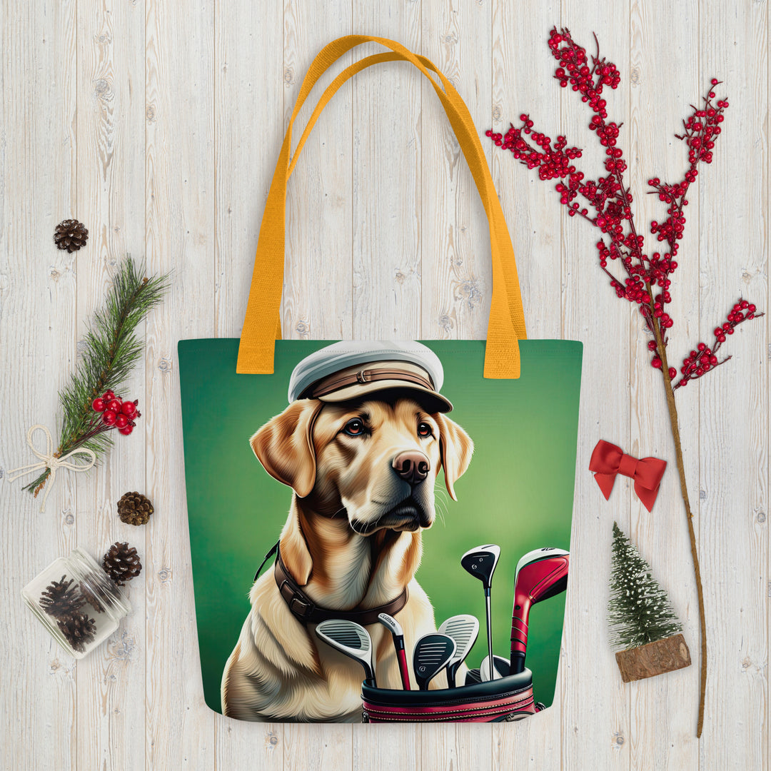 Tote bag-Labrador Retriever Golfer V2