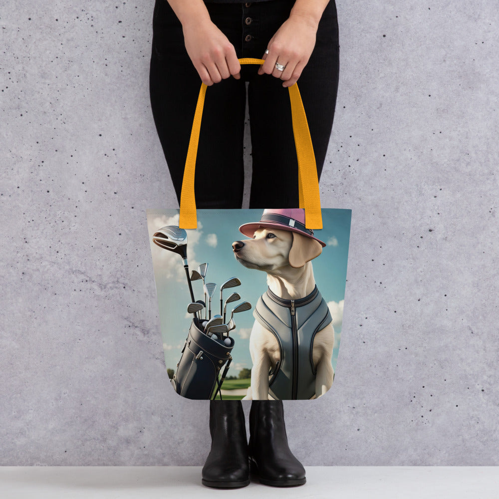 Tote bag-Labrador Retriever Golfer