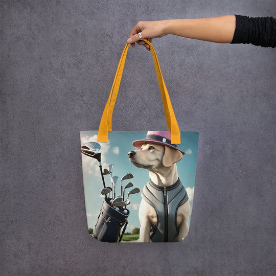 Tote bag-Labrador Retriever Golfer