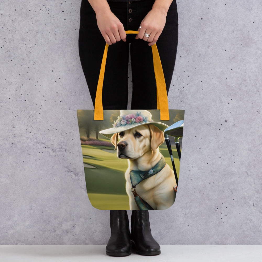 Tote bag-Labrador Retriever Golfer V12