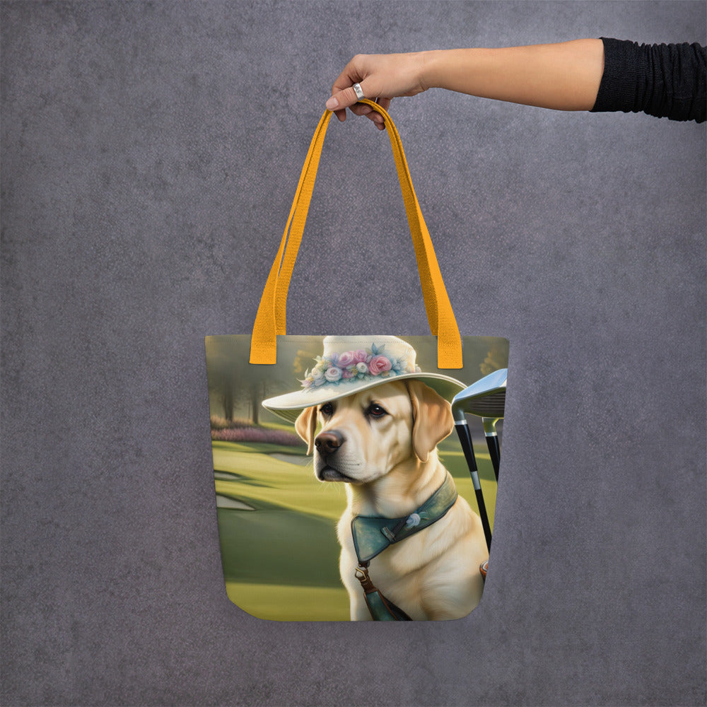 Tote bag-Labrador Retriever Golfer V12