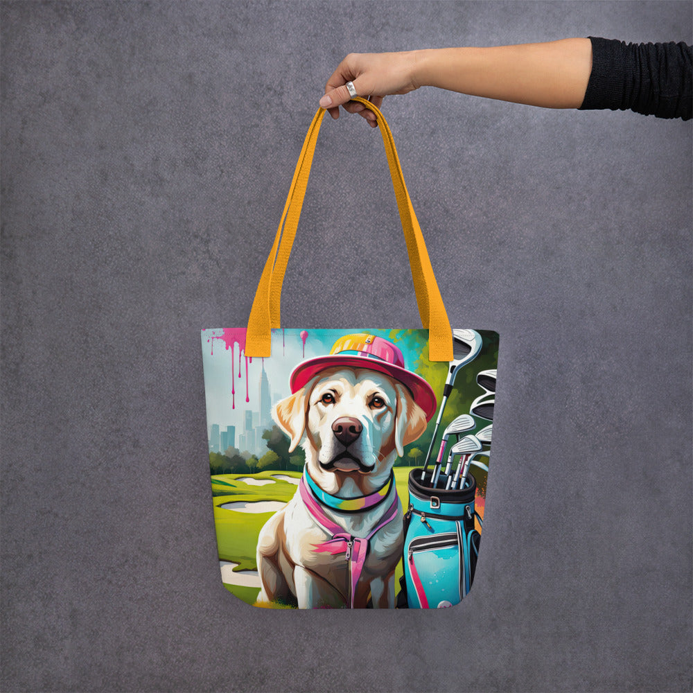 Tote bag-Labrador Retriever Golfer V14