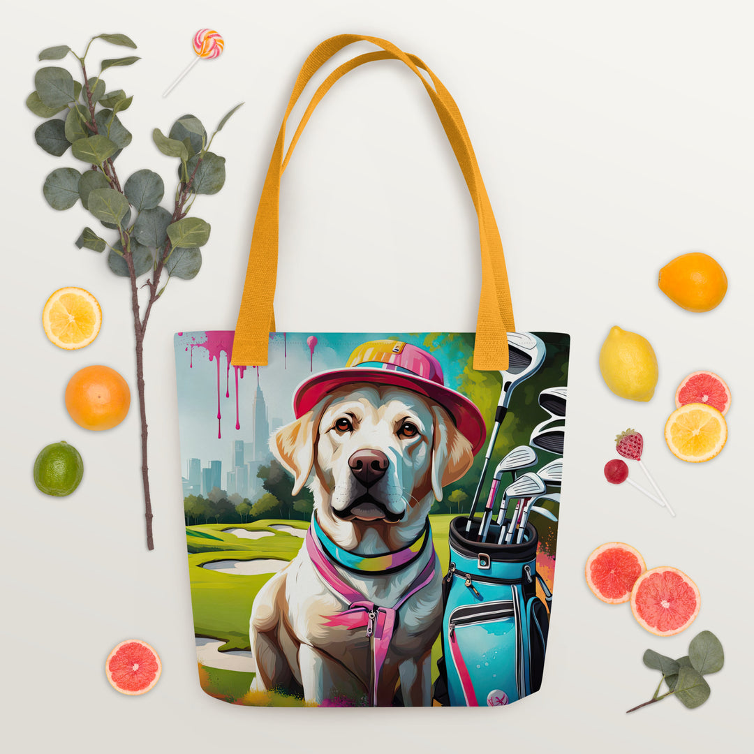 Tote bag-Labrador Retriever Golfer V14