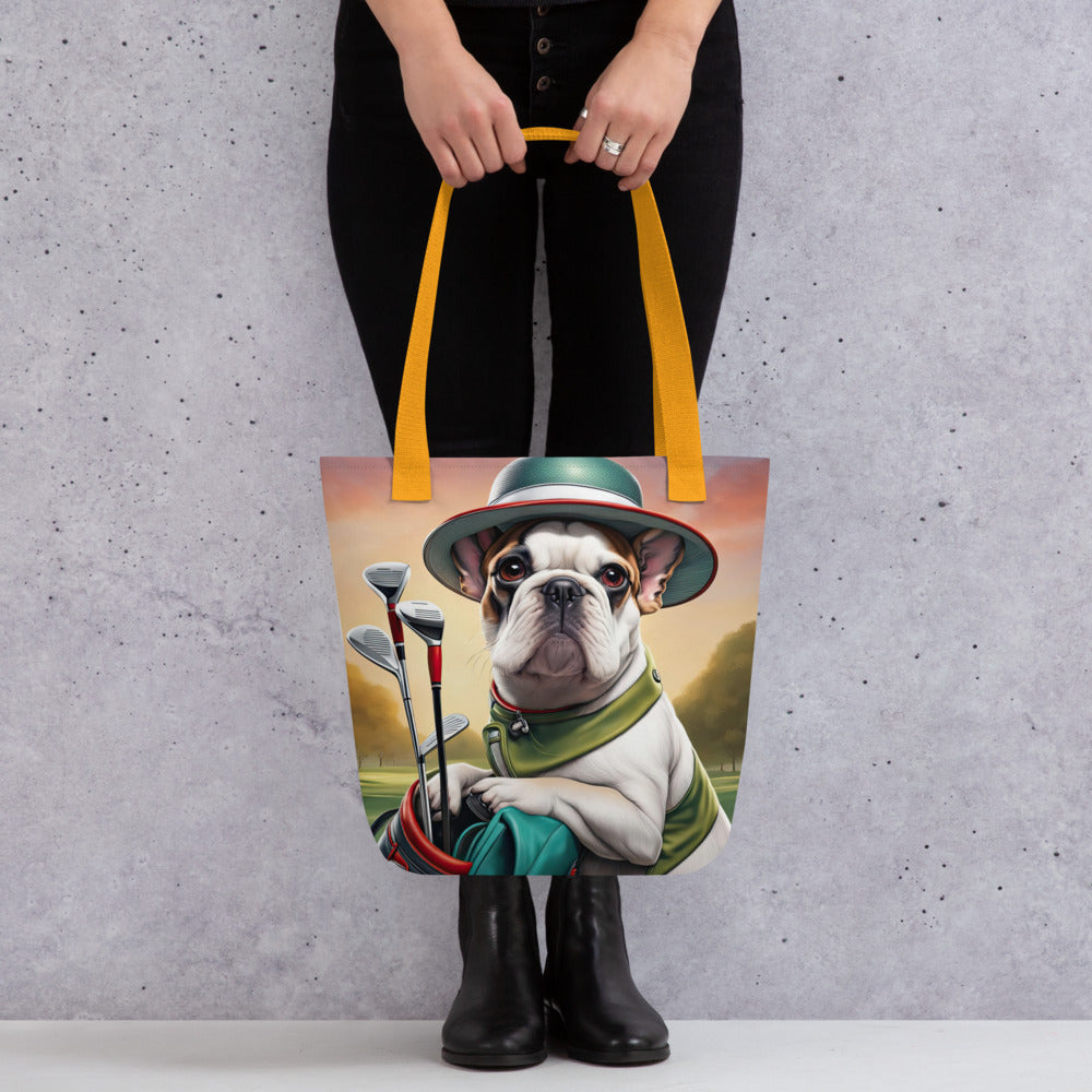 Tote bag-French Bulldog Golfer V9