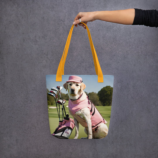 Tote bag-Golden Retriever Golfer