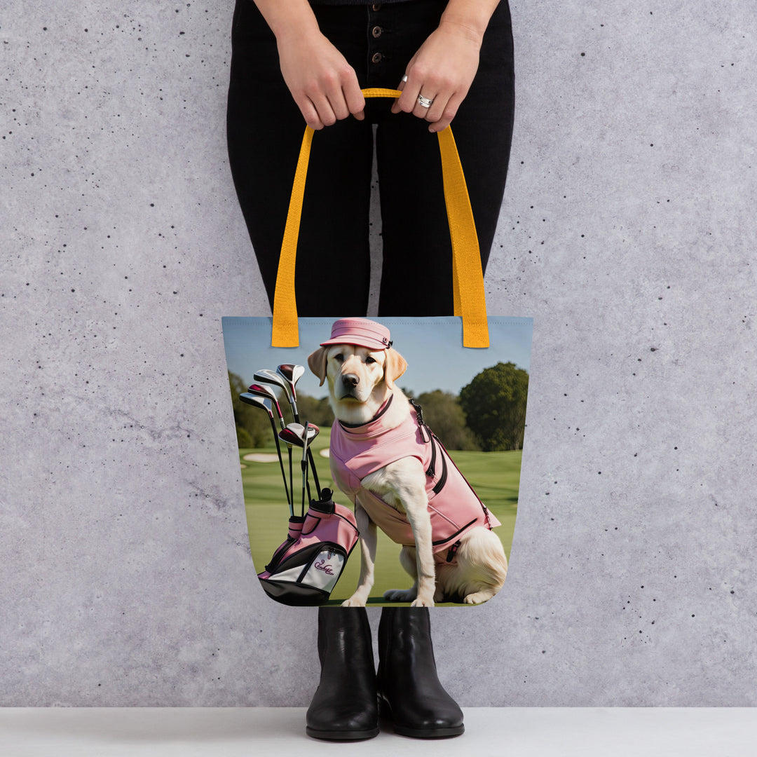 Tote bag-Golden Retriever Golfer