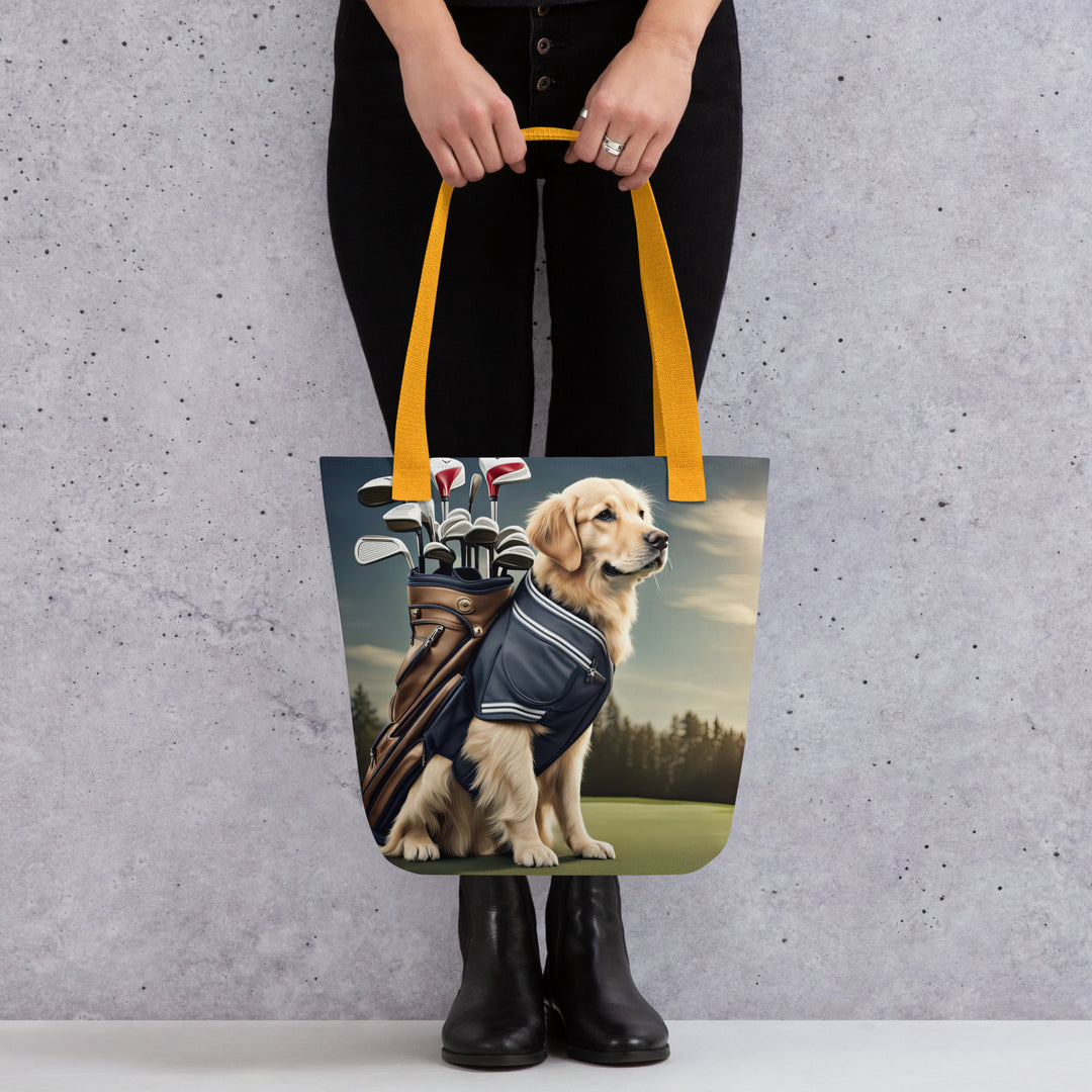 Tote bag-Golden Retriever Golfer V3