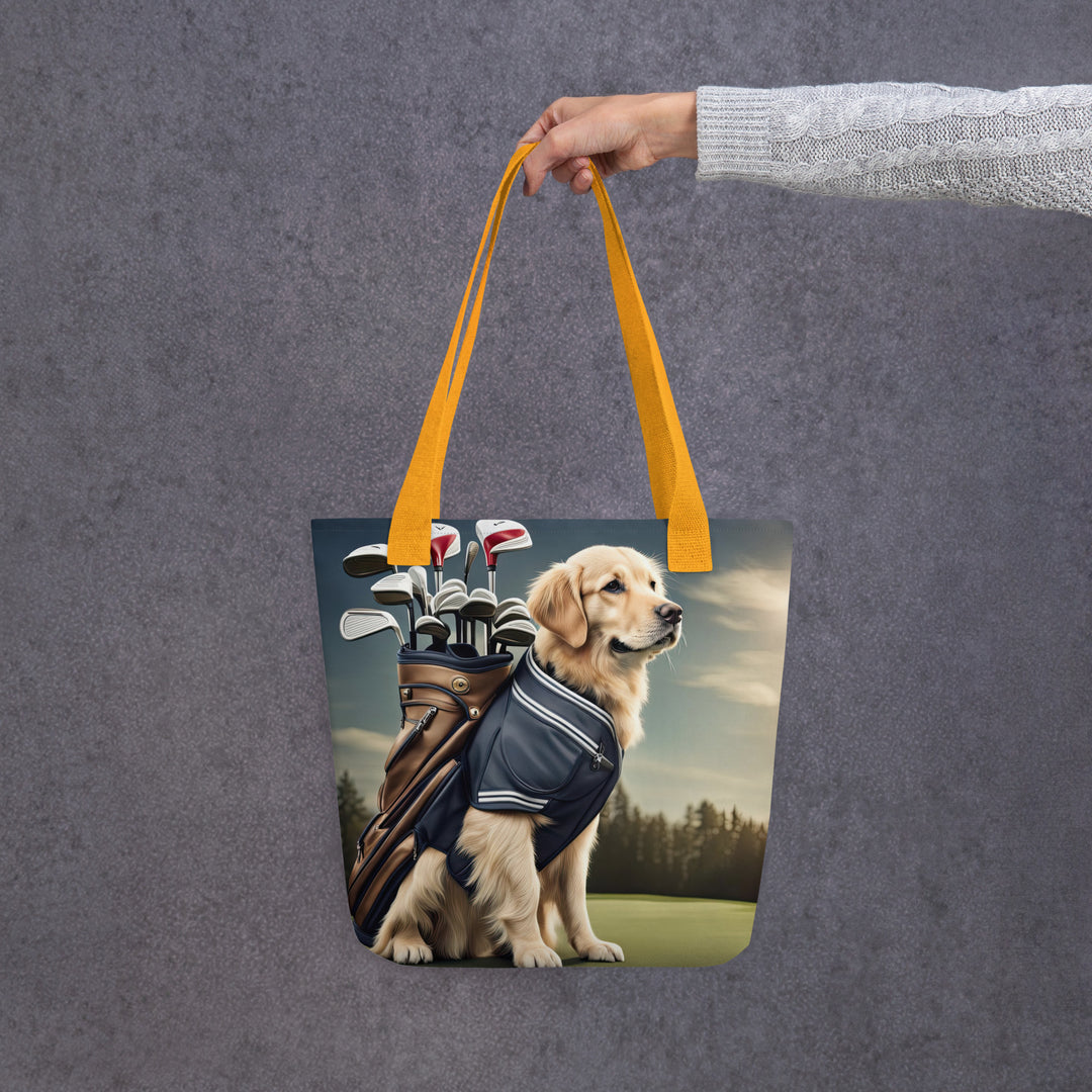 Tote bag-Golden Retriever Golfer V3