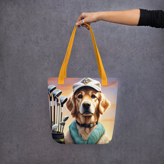 Tote bag-Golden Retriever Golfer V4