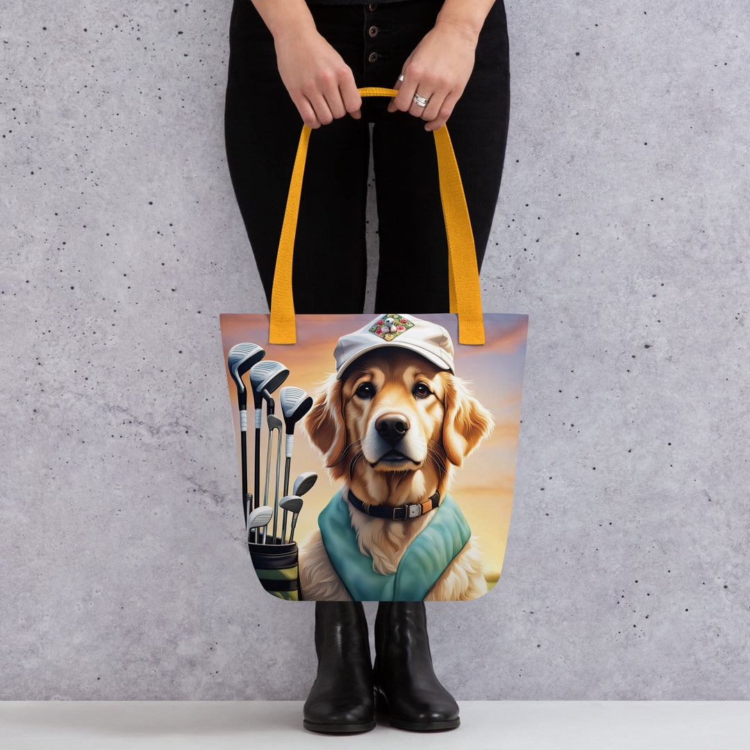 Tote bag-Golden Retriever Golfer V4