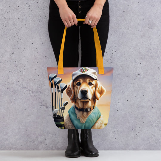 Tote bag-Golden Retriever Golfer V4