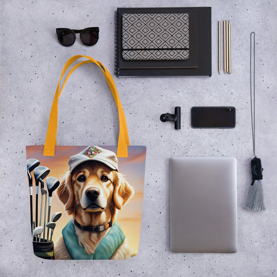 Tote bag-Golden Retriever Golfer V4