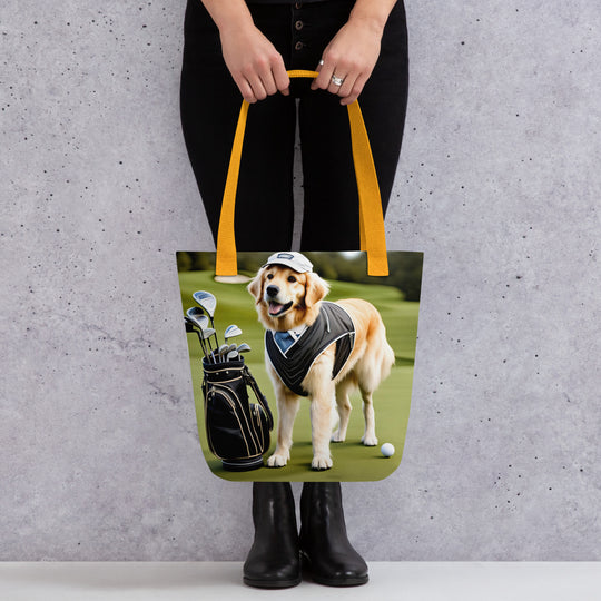 Tote bag-Golden Retriever Golfer V6