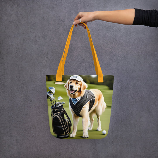 Tote bag-Golden Retriever Golfer V6