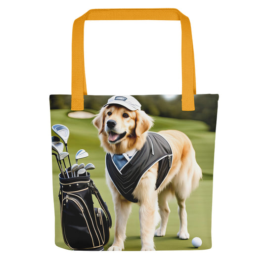 Tote bag-Golden Retriever Golfer V6