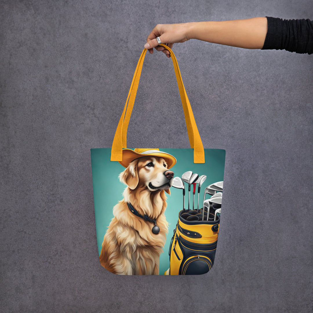 Tote bag-Golden Retriever Golfer V8