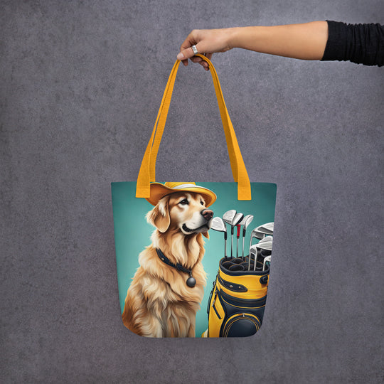 Tote bag-Golden Retriever Golfer V8