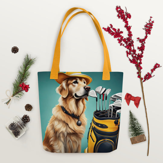 Tote bag-Golden Retriever Golfer V8